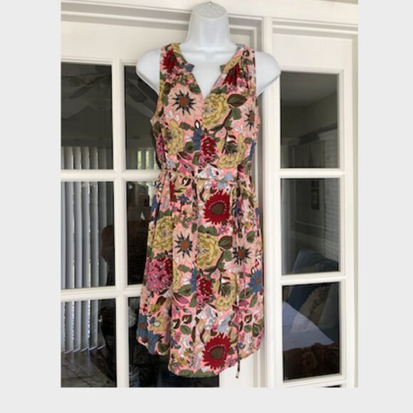 LOFT Dresses & Skirts - LOFT  Burgundy Coral Olive Green Floral Sleeveless V Neck Dress Small Petite